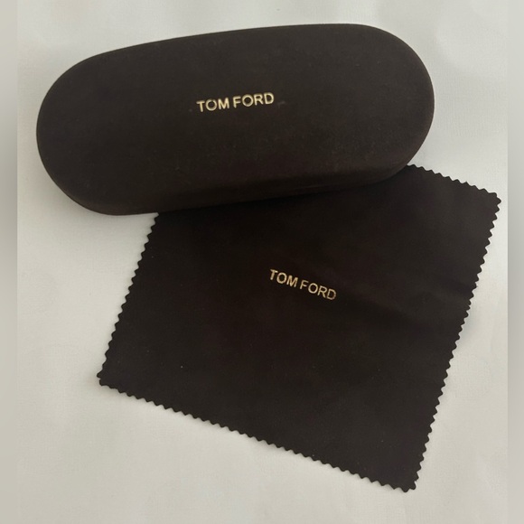 Tom Ford Eyeglass Case Hard Clamshell with Cleaning Cloth Dark Brown Velvet - Picture 1 of 10